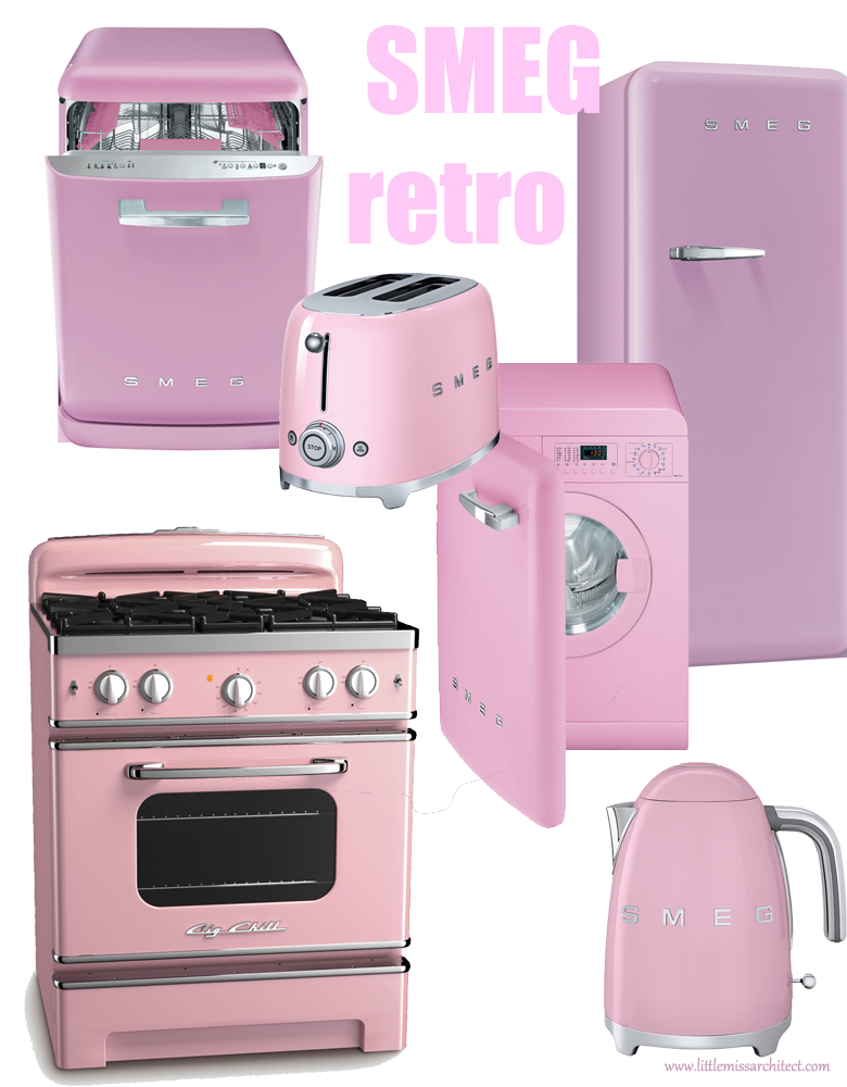 kuchnia vintage, kuchnia lata 60, różowa kuchnia, różowe sprzęty kuchenne