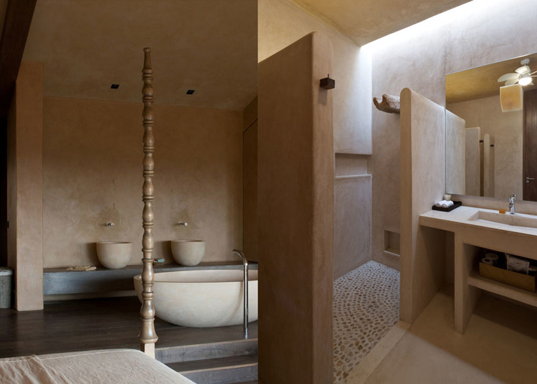 Tadelakt - tynk marokański - w łazience.